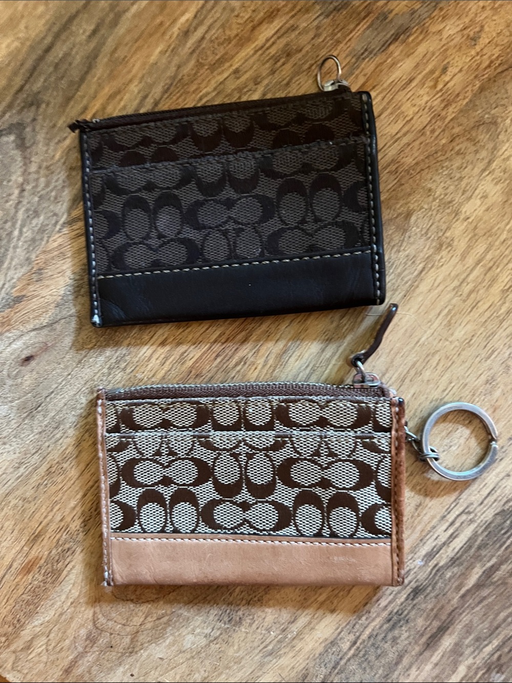 Coach Signature Card Holder Duo in Brown & Tan